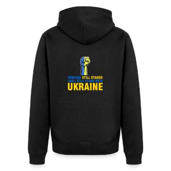 je suis encore soutiens Ukraine - Veste à capuche bio Premium Unisexe - noir - Dos - Nico (187cm)