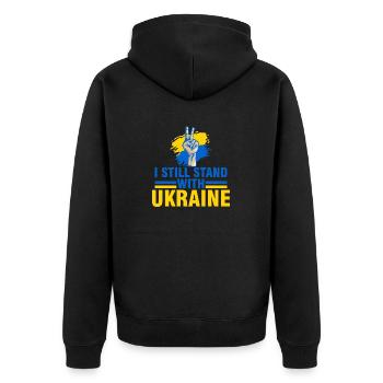 i still stand with ukraine - Unisex Premium Organic Zip Hoodie - black - Back - Nico (187cm)