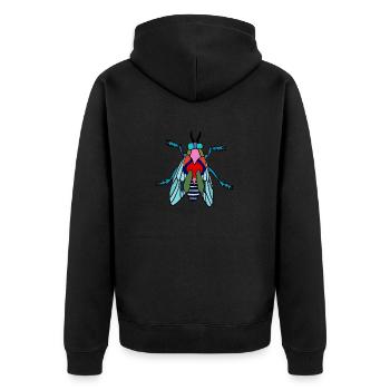 Farbiger Abstrakt Fliege - Unisex Premium Bio Zip Hoodie - Schwarz - Hinten - Nico (187cm)