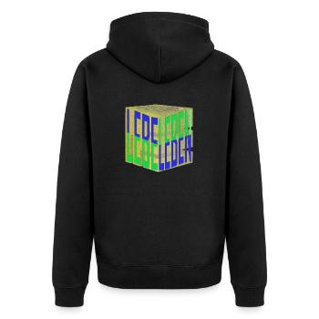 Lebe Dein Leben - Würfel - Unisex Premium Bio Zip Hoodie - Schwarz - Hinten - Nico (187cm)