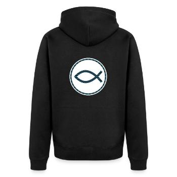 Jesus Christus von Nazareth Glaube Bibel Jesus - Unisex Premium Bio Zip Hoodie - Schwarz - Hinten - Nico (187cm)