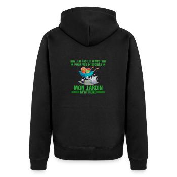 Jardinier jardinage idée cadeau jardin humour - Veste à capuche bio Premium Unisexe - noir - Dos - Nico (187cm)