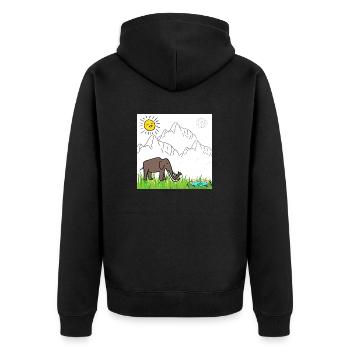 Elephant - Unisex Premium Bio Zip Hoodie - Schwarz - Hinten - Nico (187cm)