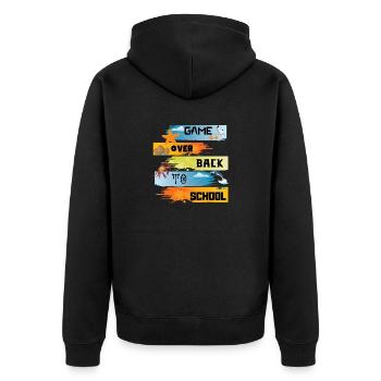Spiel vorbei zurück zur Schule - Unisex Premium Bio Zip Hoodie - Schwarz - Hinten - Nico (187cm)