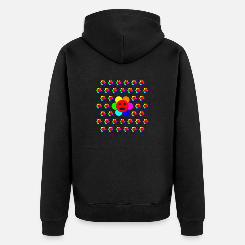 Psycho-Flower - Optical Art - Unisex Premium Bio Zip Hoodie - Schwarz