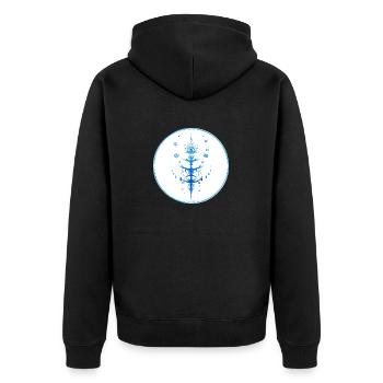Mystique Collection ~ light blue ~ n°9 - Unisex Premium Organic Zip Hoodie - black - Back - Nico (187cm)