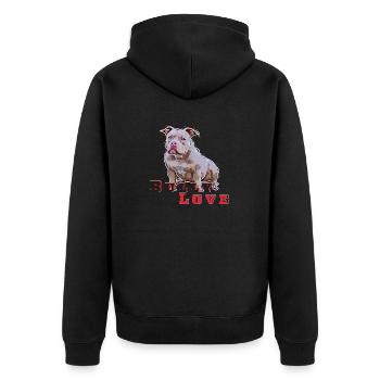 American Pocket BullyLove - Unisex Premium Organic Zip Hoodie - black - Back - Nico (187cm)