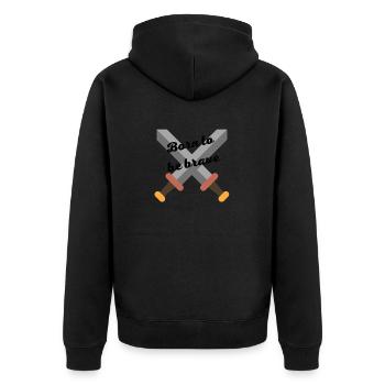 Logo épée, born to be brave - Veste à capuche bio Premium Unisexe - noir - Dos - Nico (187cm)