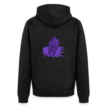Adventure Bike Kurve lila - Unisex Premium Bio Zip Hoodie - Schwarz - Hinten - Nico (187cm)