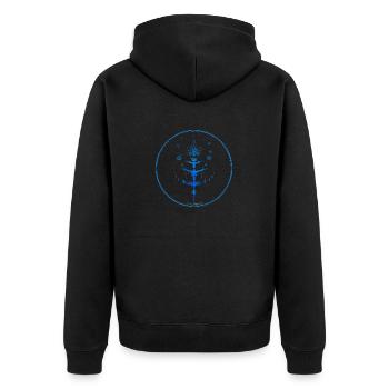 Mystique Collection ~ light blue ~ n°6 - Unisex Premium Organic Zip Hoodie - black - Back - Nico (187cm)