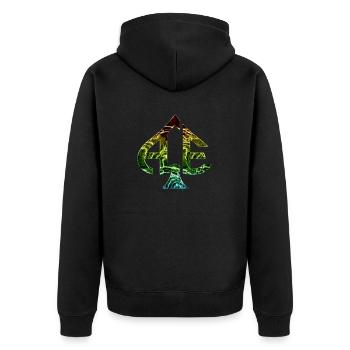 Ace of Spades Casino Poker Kartenspiele Geld Glück - Unisex Premium Bio Zip Hoodie - Schwarz - Hinten - Nico (187cm)