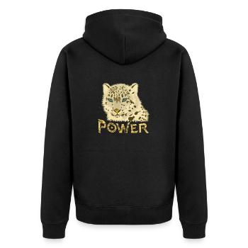 Power, Kraft, Energie, Raubkatze, Großkatze, Kopf - Unisex Premium Bio Zip Hoodie - Schwarz - Hinten - Nico (187cm)