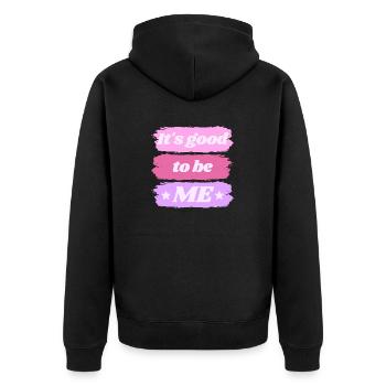 It s good to be *ME* - Unisex Premium Organic Zip Hoodie - black - Back - Nico (187cm)