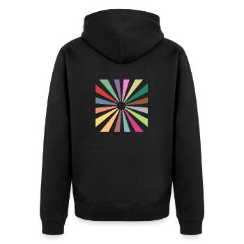 Retro Rainbow Sunny Sunbeams - Unisex Premium Organic Zip Hoodie - black - Back - Nico (187cm)