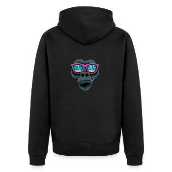 Gorilla - Unisex Premium Bio Zip Hoodie - Schwarz - Hinten - Nico (187cm)