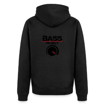 Bass regelt - Unisex Premium Bio Zip Hoodie - Schwarz - Hinten - Nico (187cm)