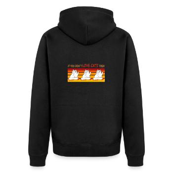 Hate People - Love Cats - Unisex Premium Organic Zip Hoodie - black - Back - Nico (187cm)