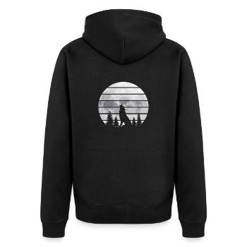 Howling wolf in front of the moon - Unisex Premium Organic Zip Hoodie - black - Back - Nico (187cm)