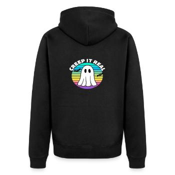 Creep it Real Vintage Retro Halloween - Unisex Premium Organic Zip Hoodie - black - Back - Nico (187cm)