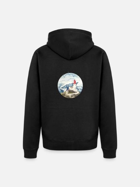 Lindesnes / Noorwegen Zuidkaap Souvenir - Uniseks Premium bio ziphoodie - zwart