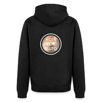Pluton 1930 2006 Lustige Abstimmung für Pluto - Unisex Premium Bio Zip Hoodie - Schwarz - Hinten - Nico (187cm)