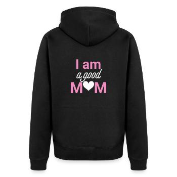 I am a good mom - Unisex Premium Bio Zip Hoodie - Schwarz - Hinten - Nico (187cm)