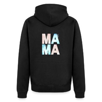 MAMA WATERCOLOR BLUE AND ROSE - Unisex Premium Organic Zip Hoodie - black - Back - Nico (187cm)
