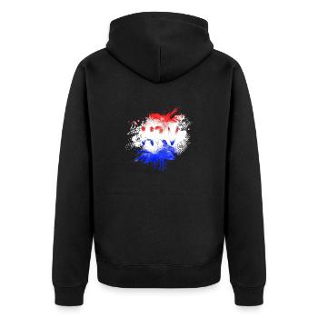 Kroatien Kroatisch Hrvatska Kroaten Kroaten Kroaten - Unisex Premium Bio Zip Hoodie - Schwarz - Hinten - Nico (187cm)