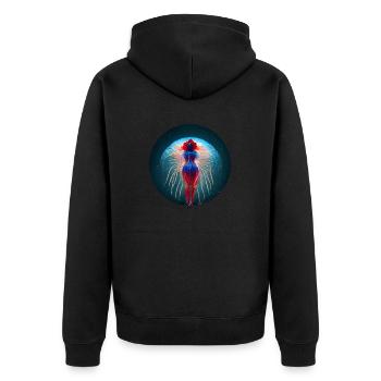 Jellyfish Version 2 - Unisex Premium Organic Zip Hoodie - black - Back - Nico (187cm)