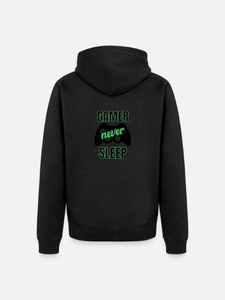 Gamer never sleep - Unisex Premium Organic Zip Hoodie - black