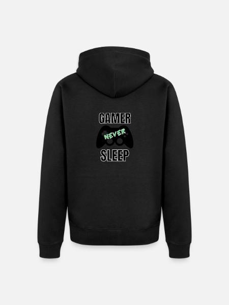Gamer never sleep - Unisex Premium Organic Zip Hoodie - black