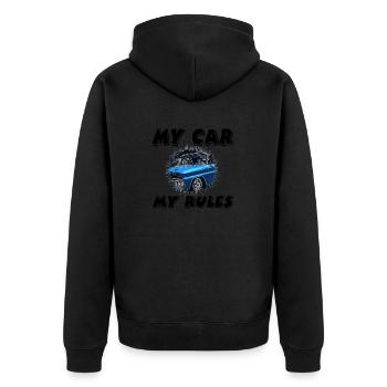 Auto - Unisex Premium Bio Zip Hoodie - Schwarz - Hinten - Nico (187cm)