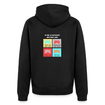 ce que je fais durant mon temps libre jeux vidéos - Veste à capuche bio Premium Unisexe - noir - Dos - Nico (187cm)