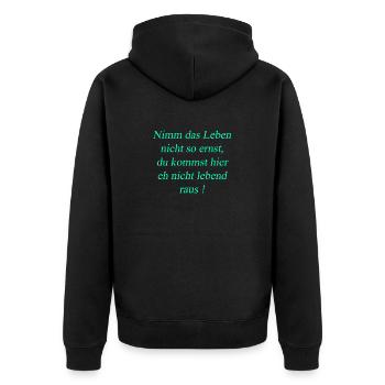 Leben - Unisex Premium Bio Zip Hoodie - Schwarz - Hinten - Nico (187cm)