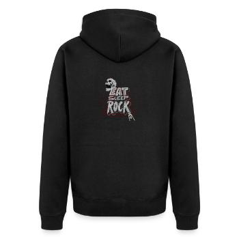Eat, sleep, Rock - Unisex Premium Bio Zip Hoodie - Schwarz - Hinten - Nico (187cm)