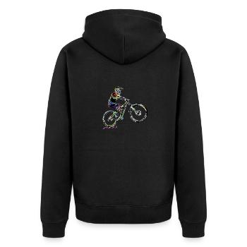 MTB Mountainbike - Unisex Premium Bio Zip Hoodie - Schwarz - Hinten - Nico (187cm)