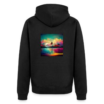 colorful paradise - Unisex Premium Bio Zip Hoodie - Schwarz - Hinten - Nico (187cm)