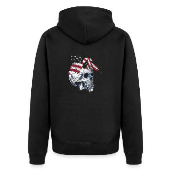 skull eagle - Unisex Premium Bio Zip Hoodie - Schwarz - Hinten - Nico (187cm)