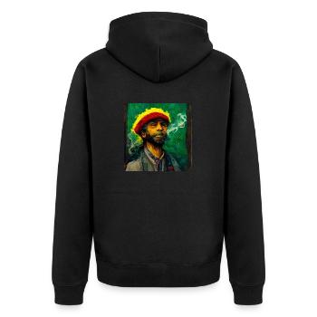 Rastafari Rauche Unkrautmalerei - Unisex Premium Bio Zip Hoodie - Schwarz - Hinten - Nico (187cm)