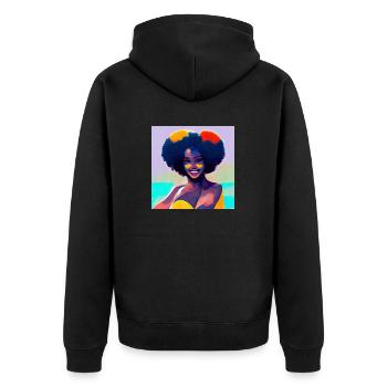 Schönes Afro -Mädchen Im Bikini - Unisex Premium Bio Zip Hoodie - Schwarz - Hinten - Nico (187cm)