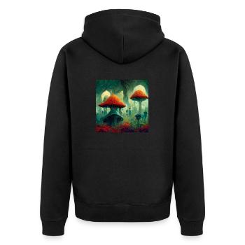 Magic Mushroom Painting - Unisex Premium Organic Zip Hoodie - black - Back - Nico (187cm)