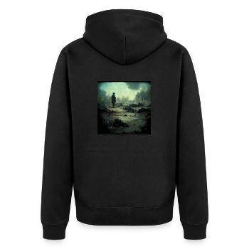 Stellen Sie Sich Vor, Es Ist Krieg Und Niemand - Unisex Premium Bio Zip Hoodie - Schwarz - Hinten - Nico (187cm)