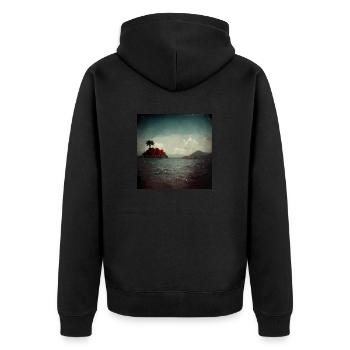 Insel Liebesmalerei - Unisex Premium Bio Zip Hoodie - Schwarz - Hinten - Nico (187cm)