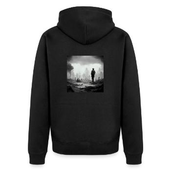 Stellen Sie Sich Vor, Es Ist Krieg Und Niemand - Unisex Premium Bio Zip Hoodie - Schwarz - Hinten - Nico (187cm)