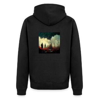 Stellen Sie Sich Vor, Es Ist Krieg Und Niemand - Unisex Premium Bio Zip Hoodie - Schwarz - Hinten - Nico (187cm)