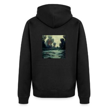 Stellen Sie Sich Vor, Es Ist Krieg Und Niemand - Unisex Premium Bio Zip Hoodie - Schwarz - Hinten - Nico (187cm)