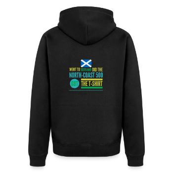 north coast 500 scotland - Unisex Premium Organic Zip Hoodie - black - Back - Nico (187cm)