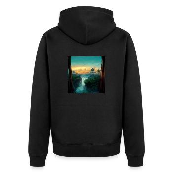 Paradise Island Painting - Unisex Premium Bio Zip Hoodie - Schwarz - Hinten - Nico (187cm)
