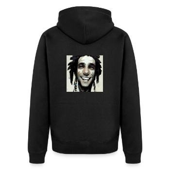 Rastafari Sketch Painting - Unisex Premium Bio Zip Hoodie - Schwarz - Hinten - Nico (187cm)