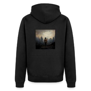 Apocalypse End of World Painting - Unisex Premium Organic Zip Hoodie - black - Back - Nico (187cm)